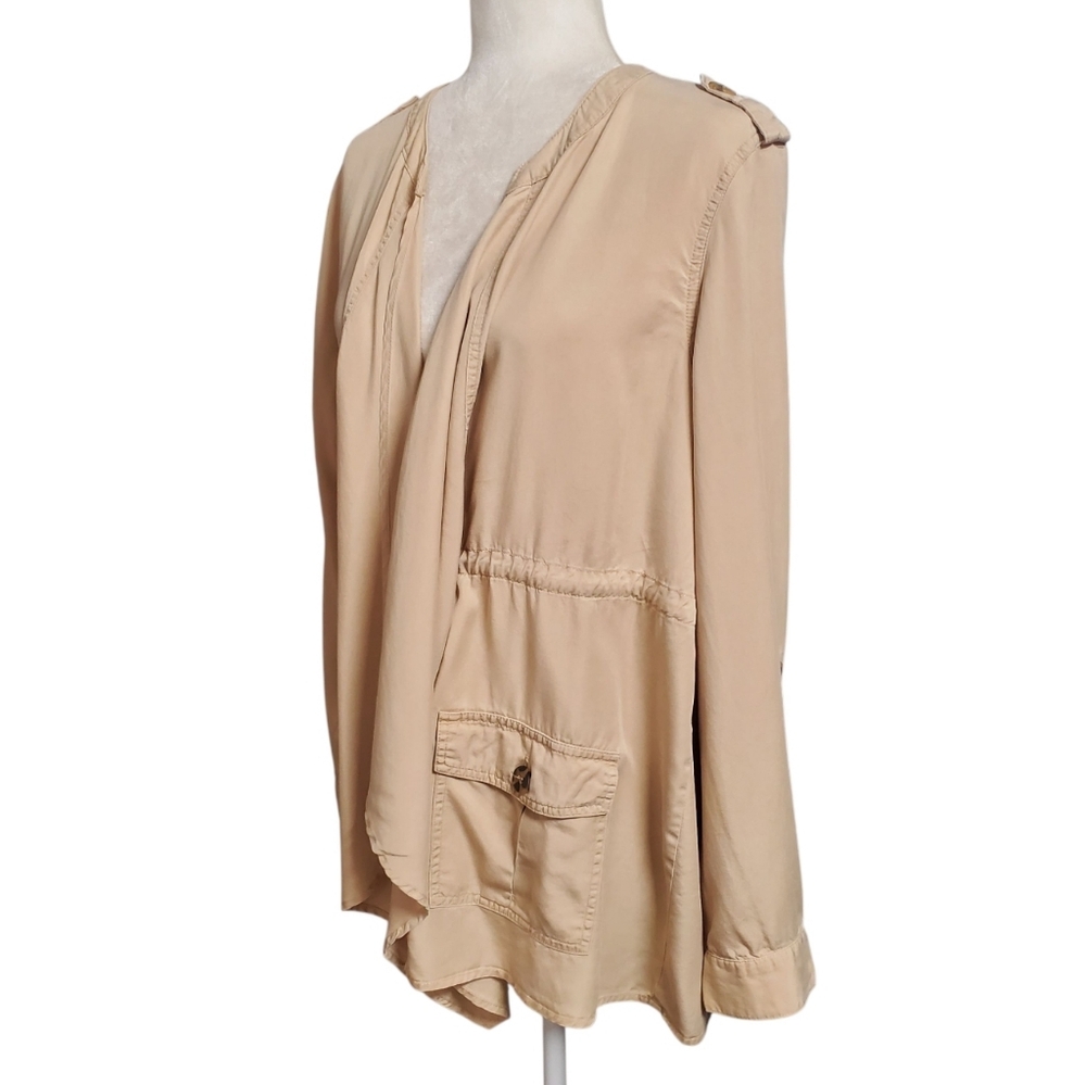 Calligraphie Drape Front Jacket Size Large Tan Dr… - image 4